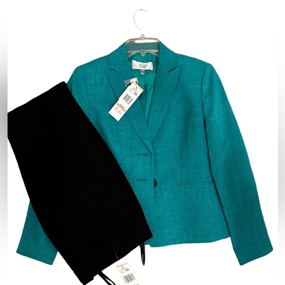 NWT LE SUIT DRESS PROFESSIONAL PANTSUIT BLAZER 2P TEAL/GREEN BLAZER EASTER